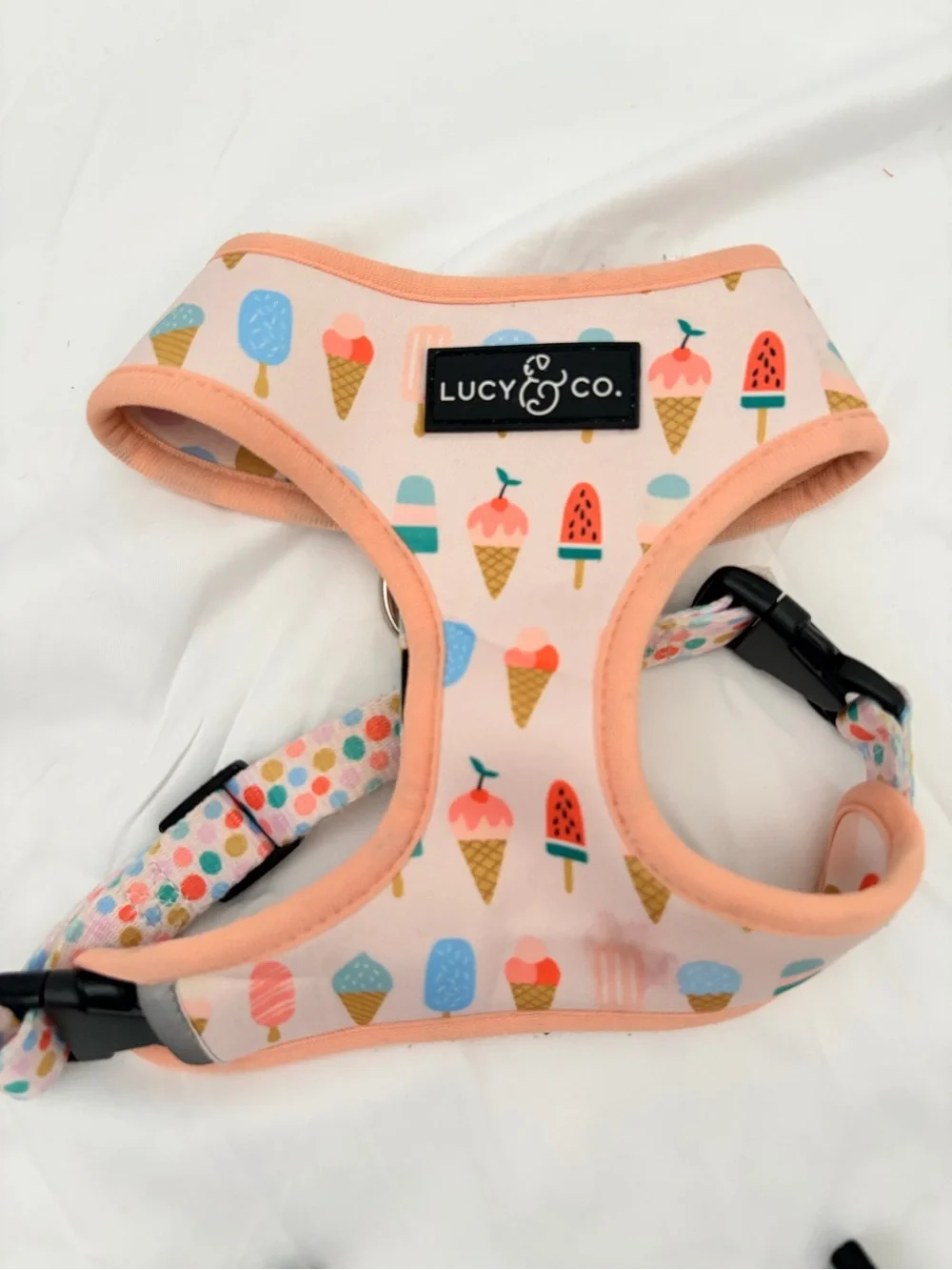 Pink Ice Cream and polkadot reversible Print Dog Harness